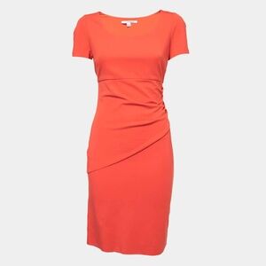DVF Diane Von Furstenberg Orange Knit Ruched Midi Dress 6